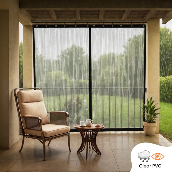 Hippo Waterproof Clear Outdoor Eyelet Curtain (Premium PVC)