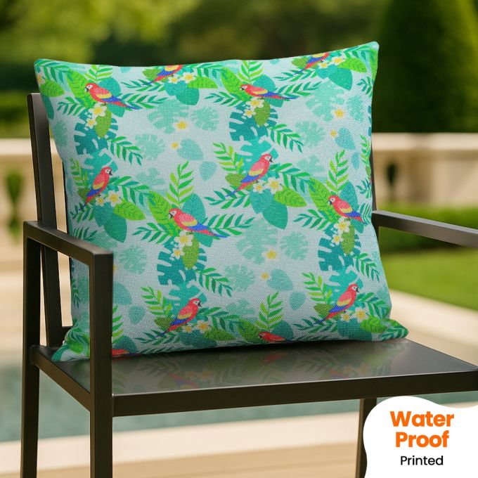 Hippo Outdoor Premium Printed Waterproof Throw Pillow for Patio Garden