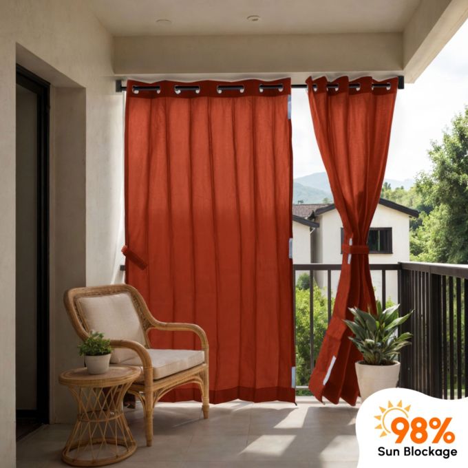 HIPPO 85% Sun Blocking Outdoor Balcony Loop Curtain (Pack of 2)(Clearance Sale)